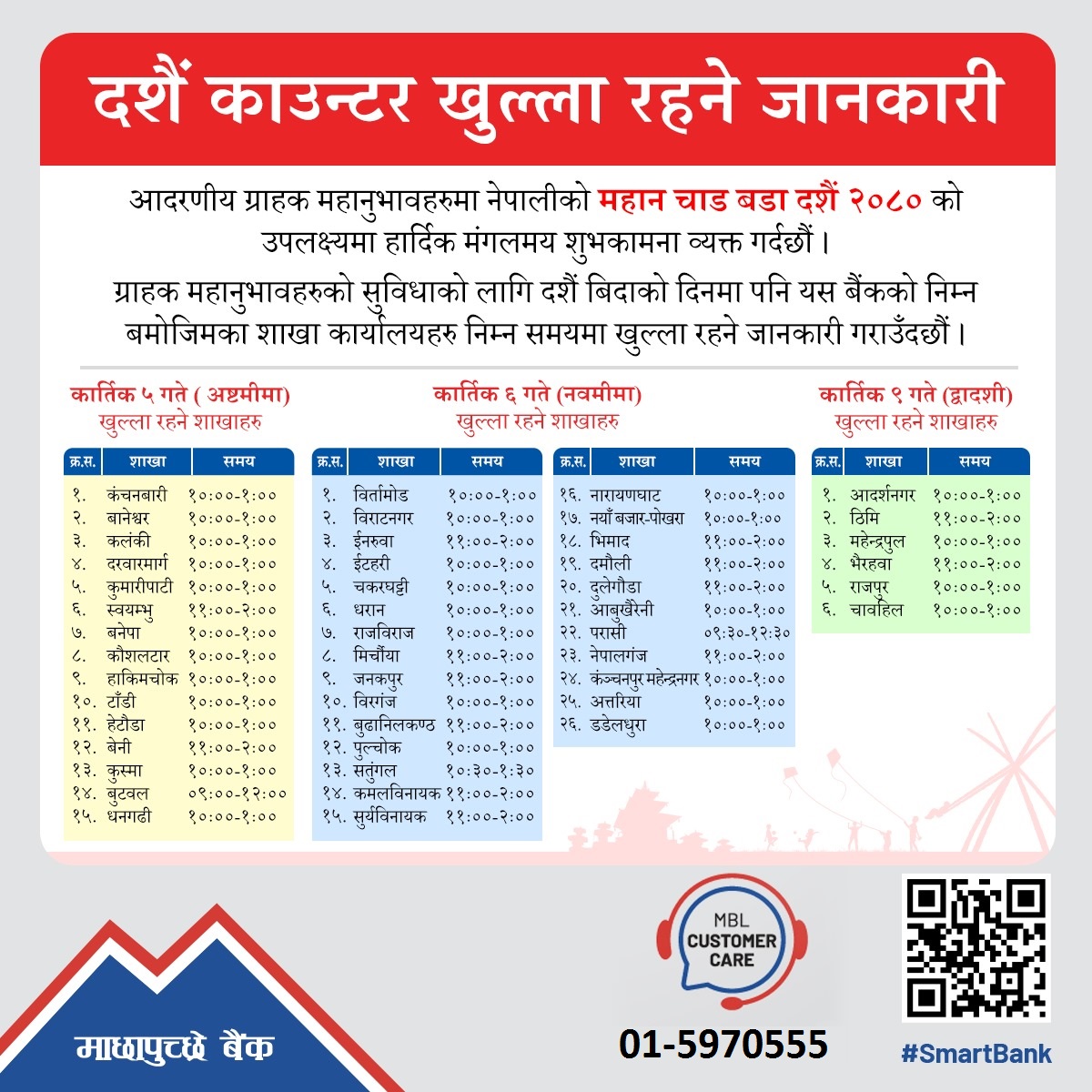 Dashain Holiday Counter Update